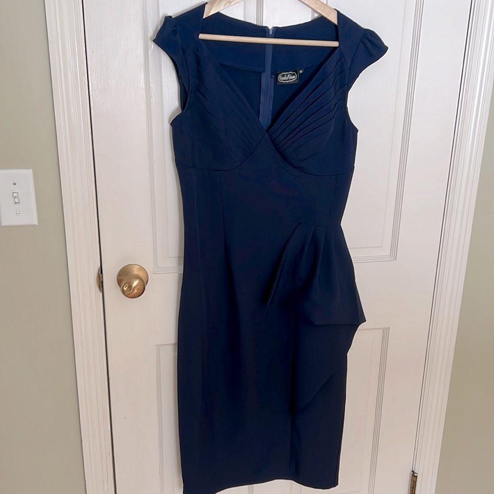 Voodoo Vixen retro vintage v neck wiggle ruffle pinup girl dress